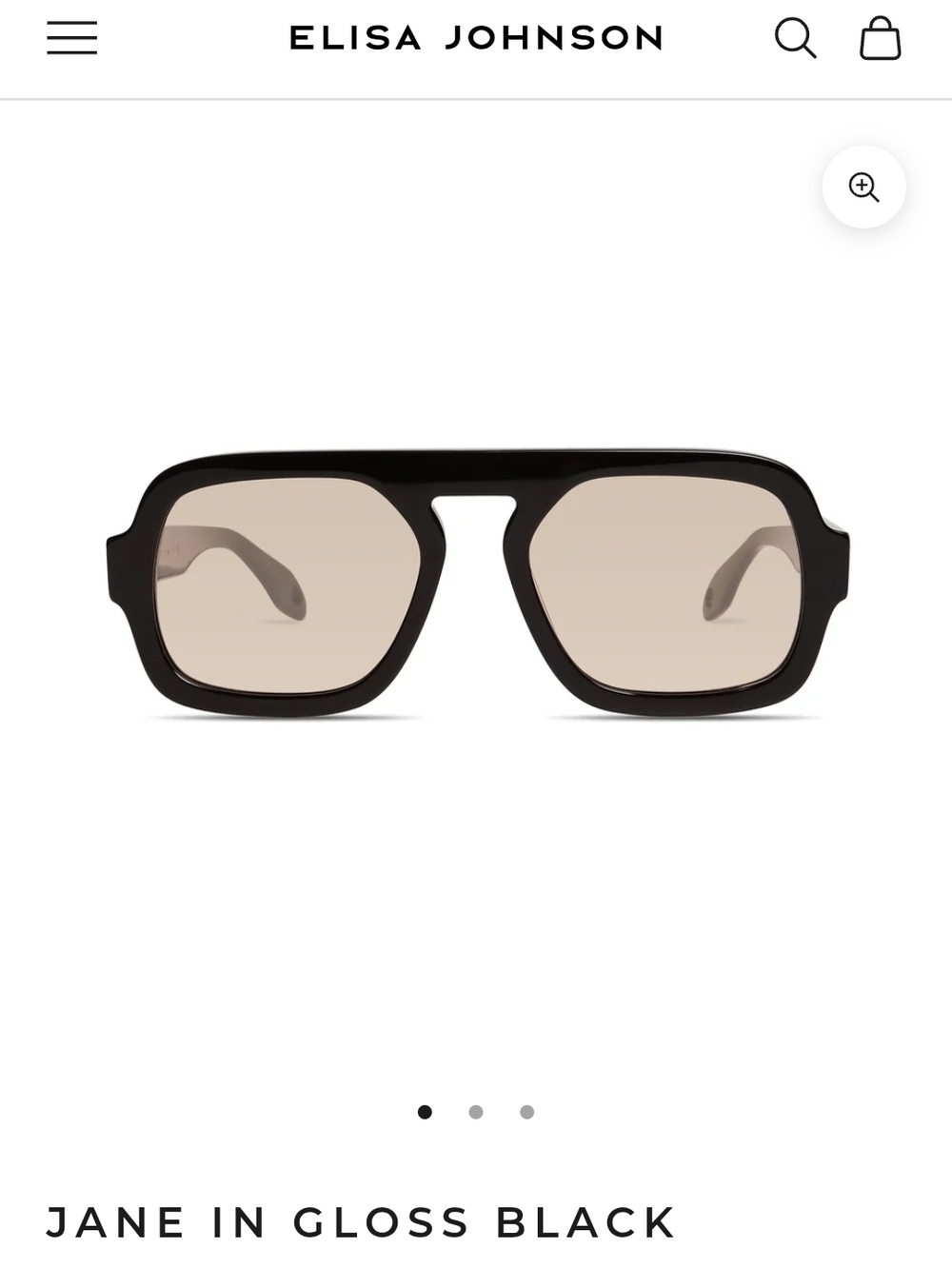 Elisa Johnson Jane Gloss Black Sunglasses